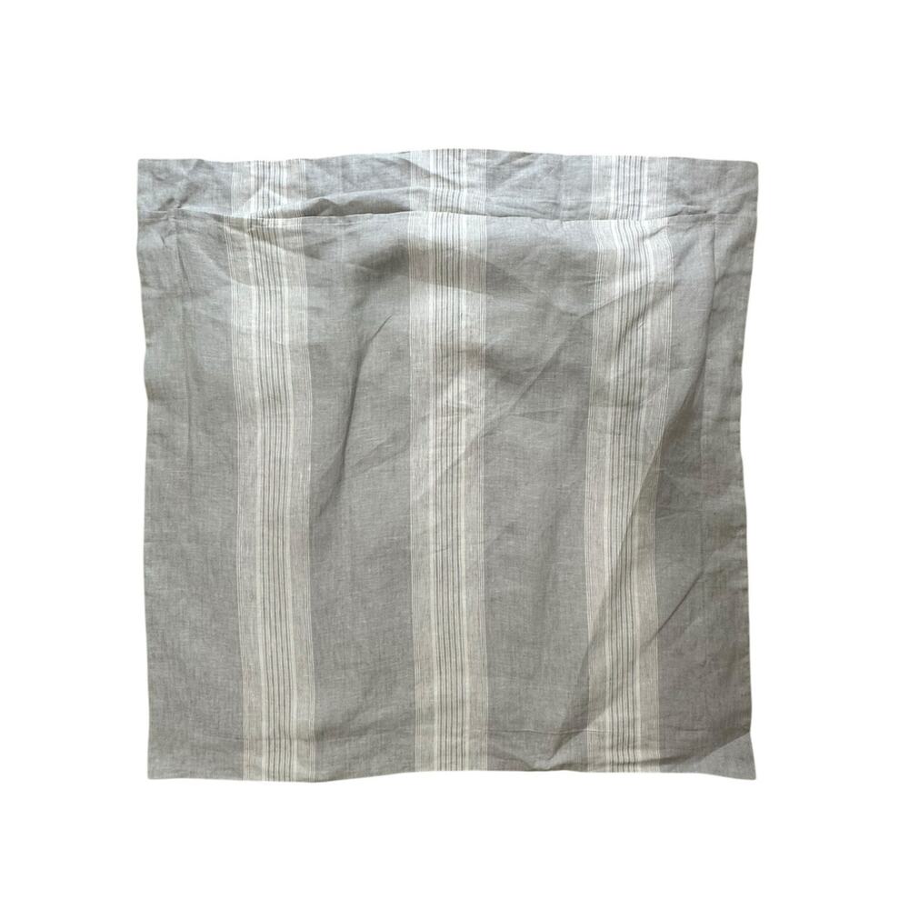Libeco Belgian linen grey white striped pillowcase‎